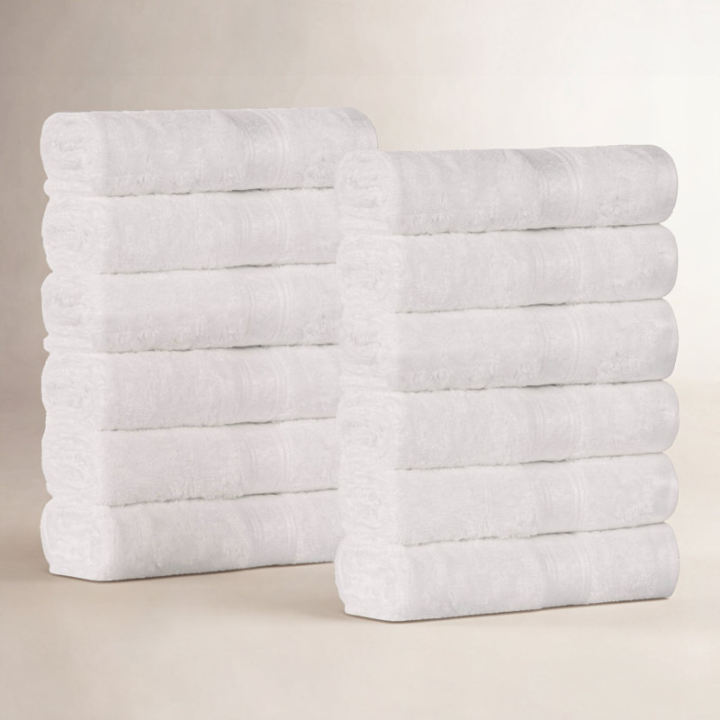 Ensemble de débarbouillettes en rayonne de bambou 12 pièces Nolhan, Blanc