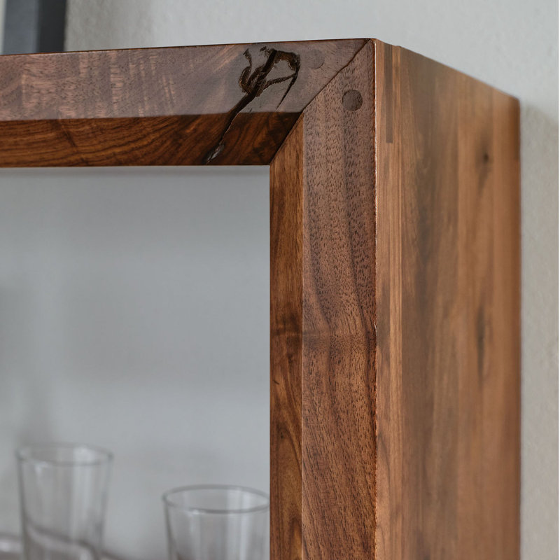 Stickley Saranac Etagere, Tall Bookcase, Solid Rustic Walnut, Sustainable Construction, Open Back, 3 Adjustable Shelves, Fixed Center Shelf, Sled Base, 35in W x 16in D x 69in H, Made in USA