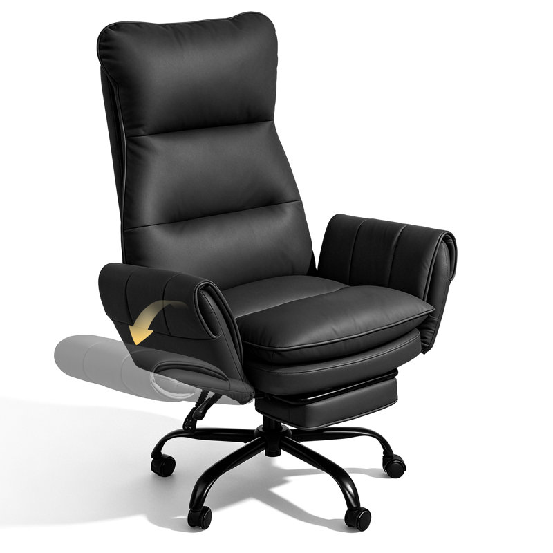 Big and Tall Office Chair, Flip Armrests for Pets & Cross Legged Sitting, Executive Ergonomic Computer Gaming Chair with Foot Rest