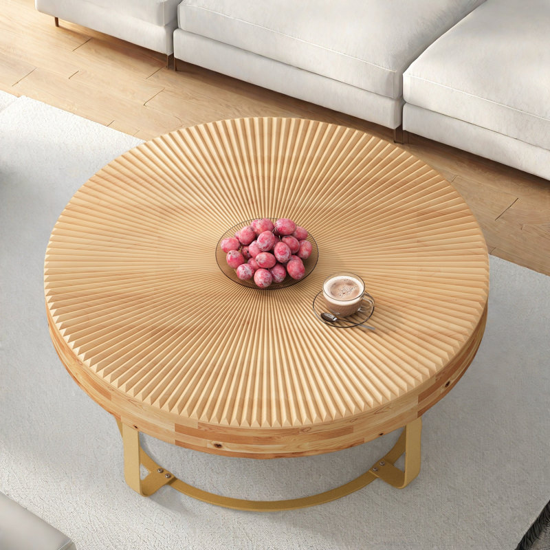 Lucasville Solid Wood Top Single Coffee Table, Gold