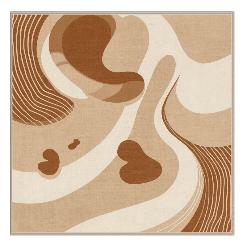 Soft Plush Earls Eclectic Abstract Area Rug in Brown – Beige Binding, 5' Square