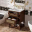 Meuble-lavabo de 24 po avec lavabo attaché, conception compacte et élégante, un tiroir profond pour le rangement, poignées en fer de haute qualité, montage facile pour adultes, 4 robinets, aspect contemporain brun foncé