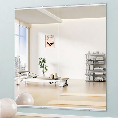 Miroir Home Gym 71 po x 32 po (chacun) - 2 grands miroirs corps entier pour le yoga, grand miroir mural pleine longueur pour remise en forme, garage, studio de danse, miroir sans cadre en verre trempé de 0,16 po