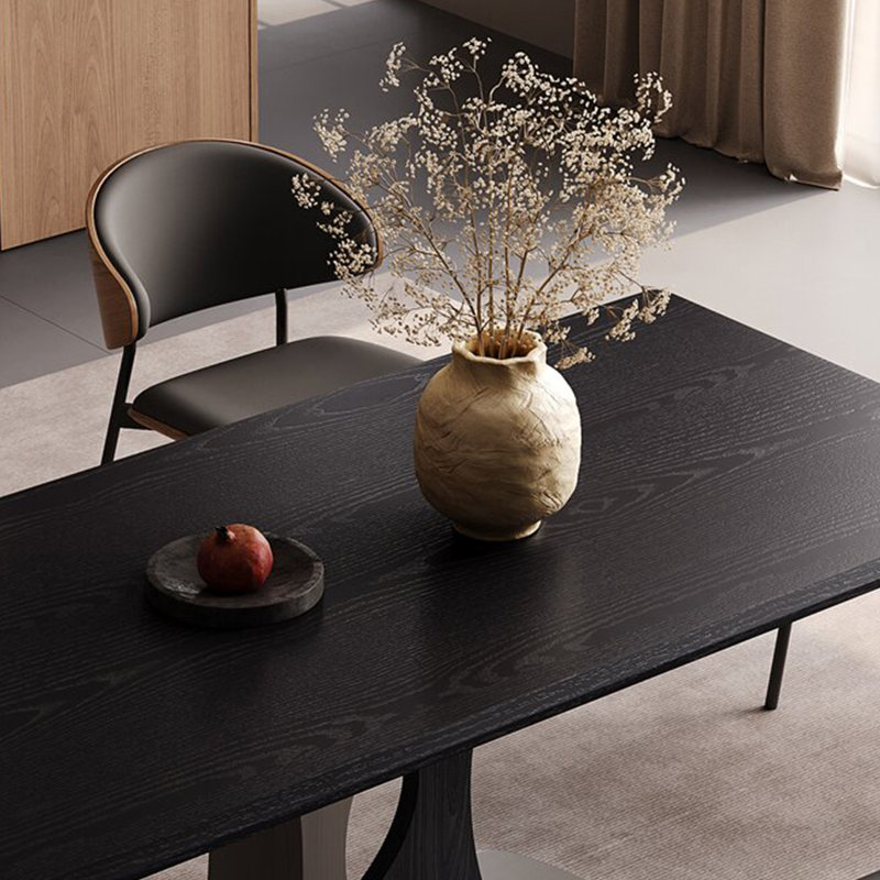 Solid Smoked Wood Dining Table, 29.52"H x 55.11"L x 31.49"W