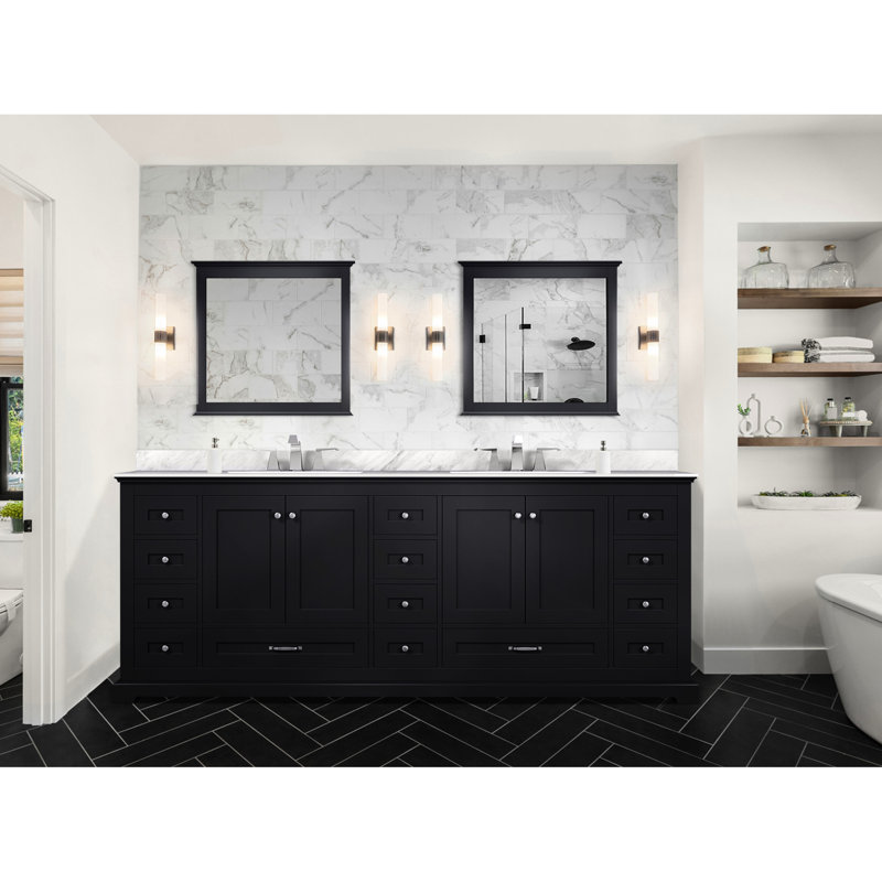 84 In. W X 22 D Double Bath Vanity With 34 Mirrors - Two Interior Cabinets, Fourteen Drawers For Engaging Storage Elegant