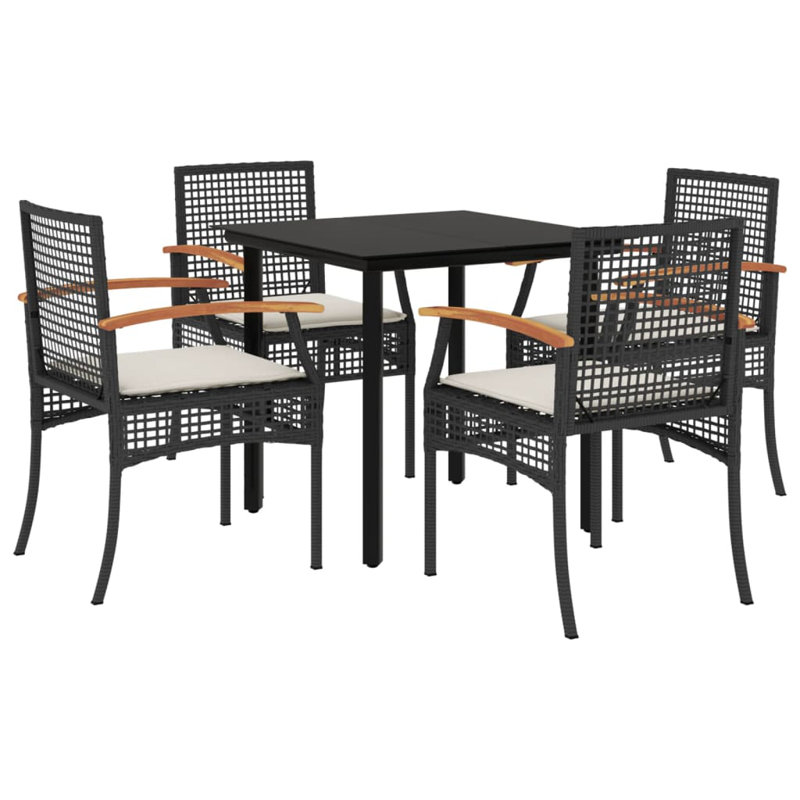Latitude Run® 3 Piece Patio Dining Set With Cushions Poly Rattan, White/Black, 4