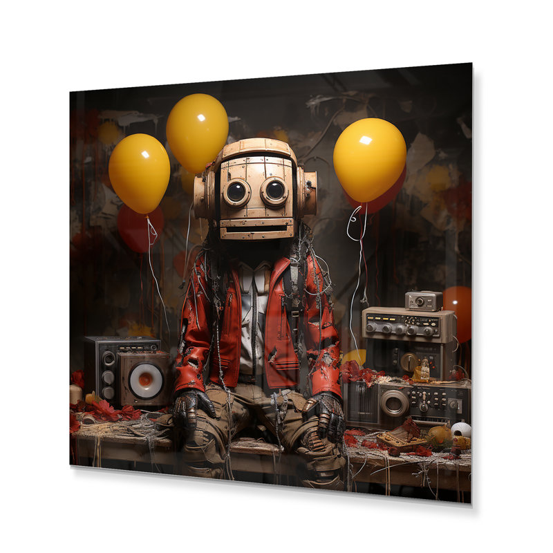 «Humain Robot» - impressions murales modernes en métal, H 16 po x l 16 po x P 1 po