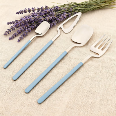 Ensemble de couverts 24 pièces en acier inoxydable pour 6 personnes, ensemble de couverts argentés à finition satinée avec ensemble de couverts pouvant aller au lave-vaisselle pour un usage quotidien