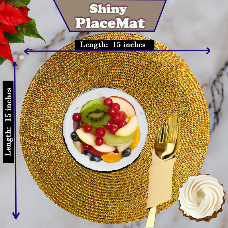 Jovetta 100% Polyester Round Placemat, Gold
