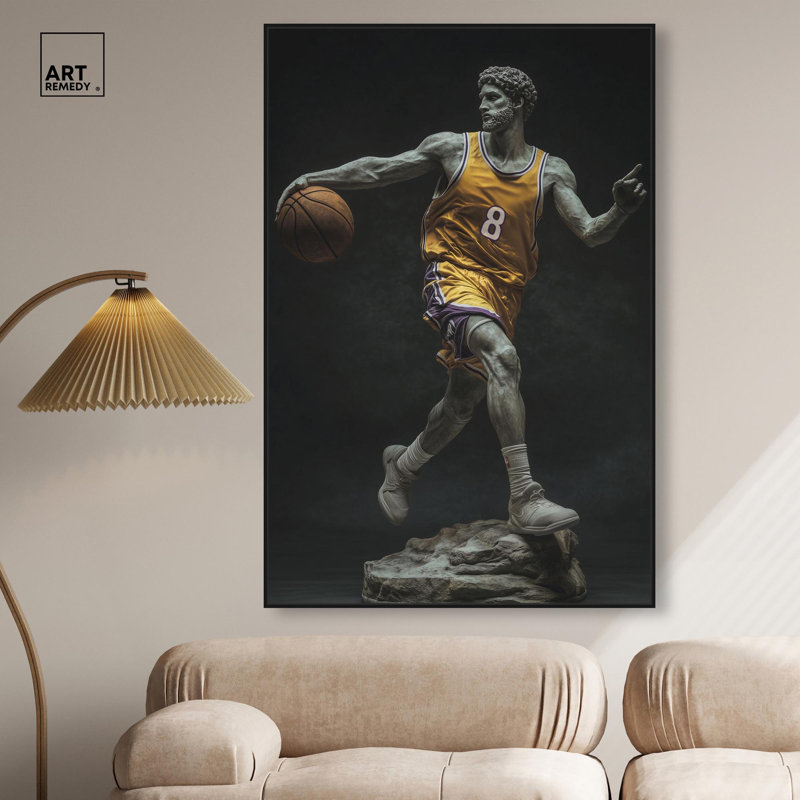 Basketball Sculpture , H 55 po x l 37 po, Cadre flottant noir