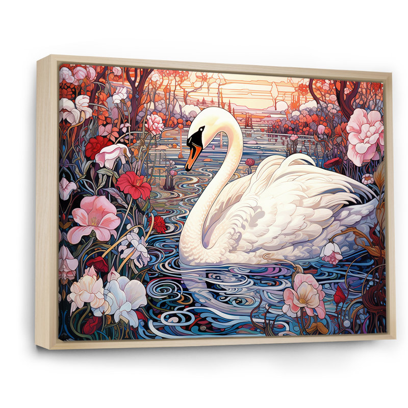 Swans Majesty Horizon I - Swans, art mural, Cadre naturel flottant, H 24 po x l 32 po x P 1 po