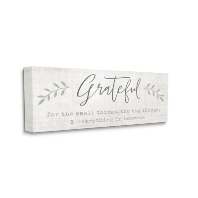 Uplifting Gratitude Phrase Botanical Sprig by Natalie Carpentieri - Wrapped Canvas Textual Art -  Stupell Industries, aq-038_cn_13x30