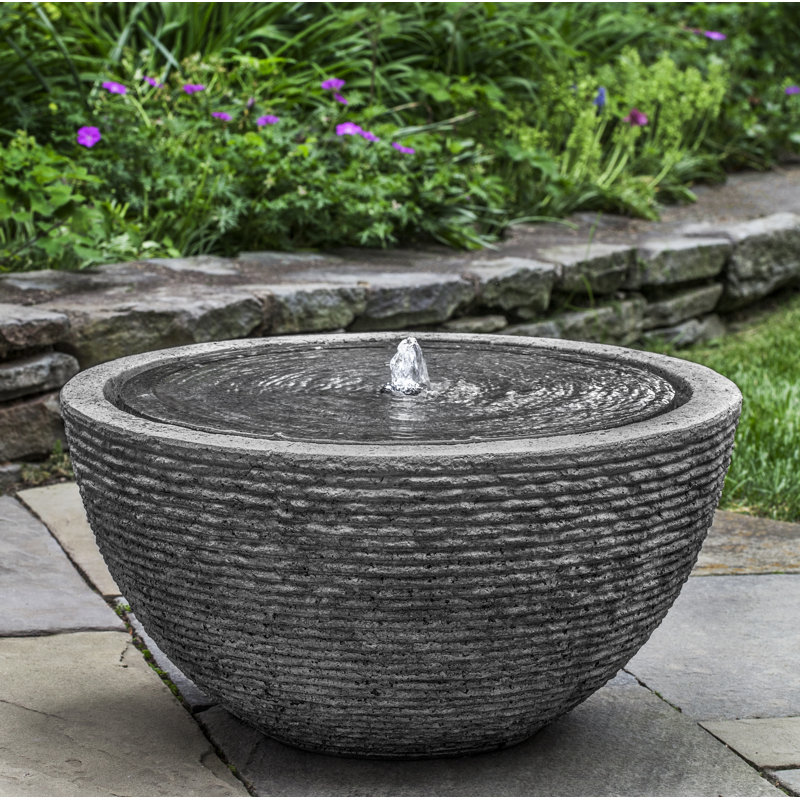 EchoStone Round Lead-Iron Look Fountain, 23.75"