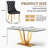 Glass Top Metal Base Dining Table With 4 Velvet Dining Chairs,5 - Piece Pedestal Dining Set-106913217-106913218