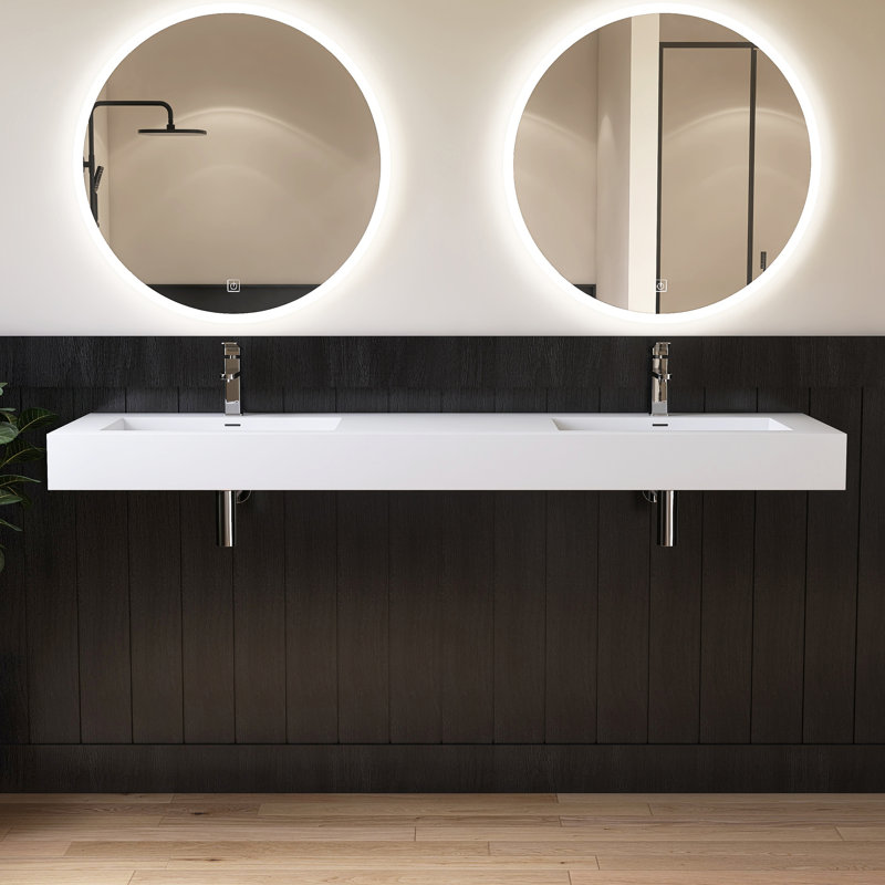 Lavabo de salle de bain mural double 72 "avec trop-plein 72"