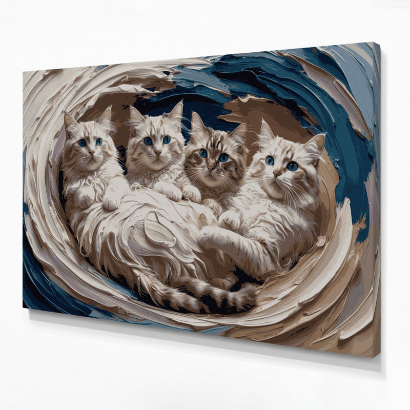 Cats Ragdoll, art mural sur toile grise, H 24 po x l 36 po