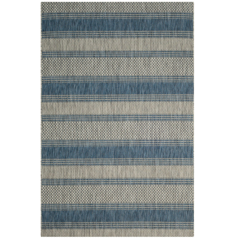 Johana Looped Grey/Navy Indoor/Outdoor Rug, Rectangle 79 x 152 cm