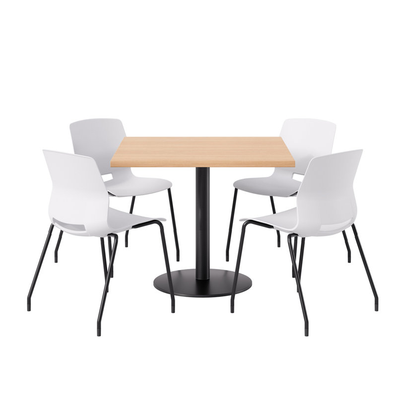 Ensemble repas pour 4 personnes à hauteur de bar, Érable, Blanc / noir, H 41 po x L 42 po x l 42 po
