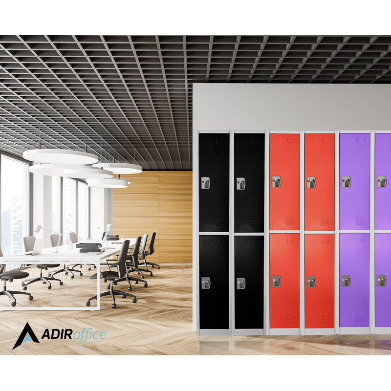Black Steel 72" Tall Office Storage Locker with 2 Compartments