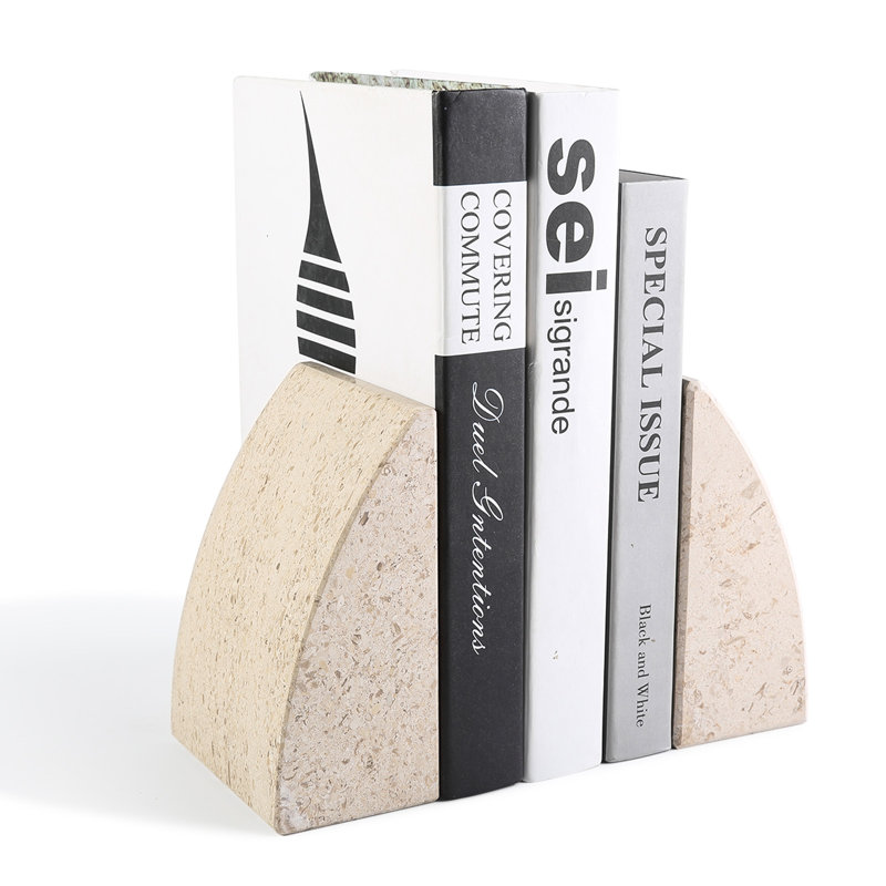 Serre-livres en marbre (ensemble de 2), Beige, H 2,54 po x l 5,93 po x P 3,9 po