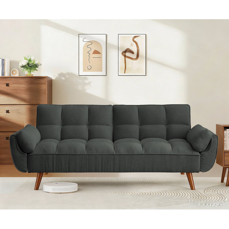 Convertible Futon Sofa Bed, 75" Futons Couch with Adjustable Backrest for Living Room Home Office Aprtment, Recliner Lounge, Loveseat Sofa