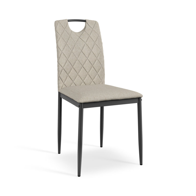 Marhill 18.1cm H Upholstered Side Chair, 4, Beige Fabric, Matte Black