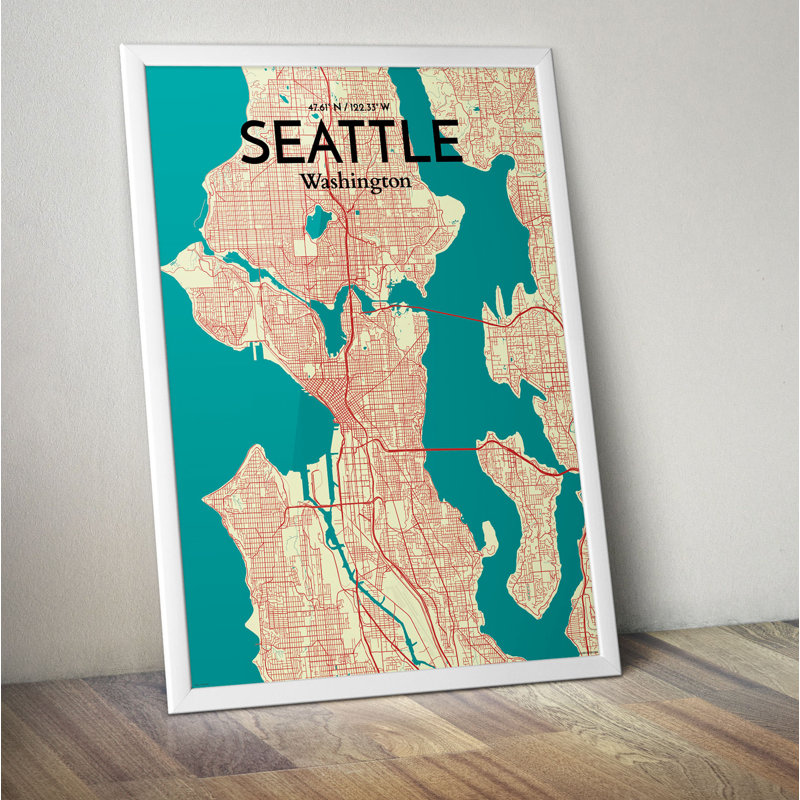 Seattle City Map - No Frame Print, 43.2cm H x 27.9cm W x 0.13cm D