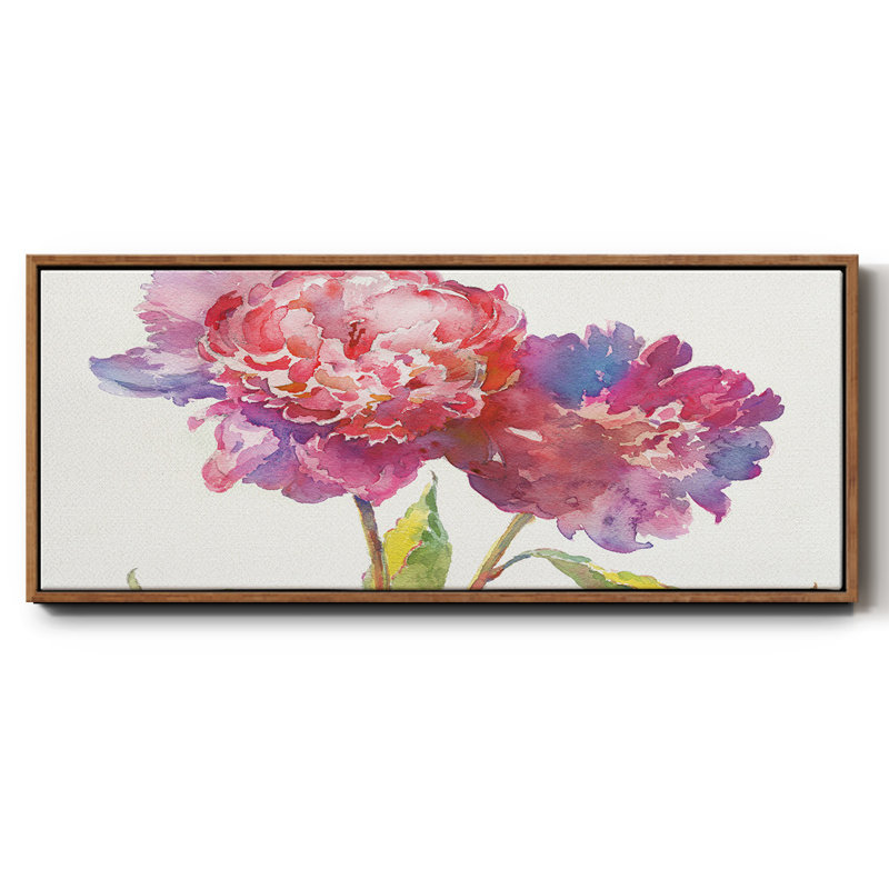 Prise pivoines I - toile encadrée, H 8 po x l 20 po