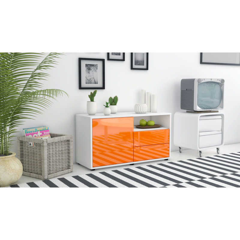 Tre 92cm W 2 - Drawer Chest of Drawers, White/Orange