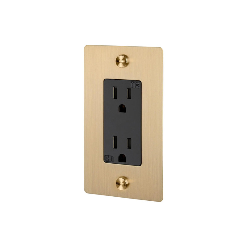 1G Duplex Outlet / Without Logo, Brass
