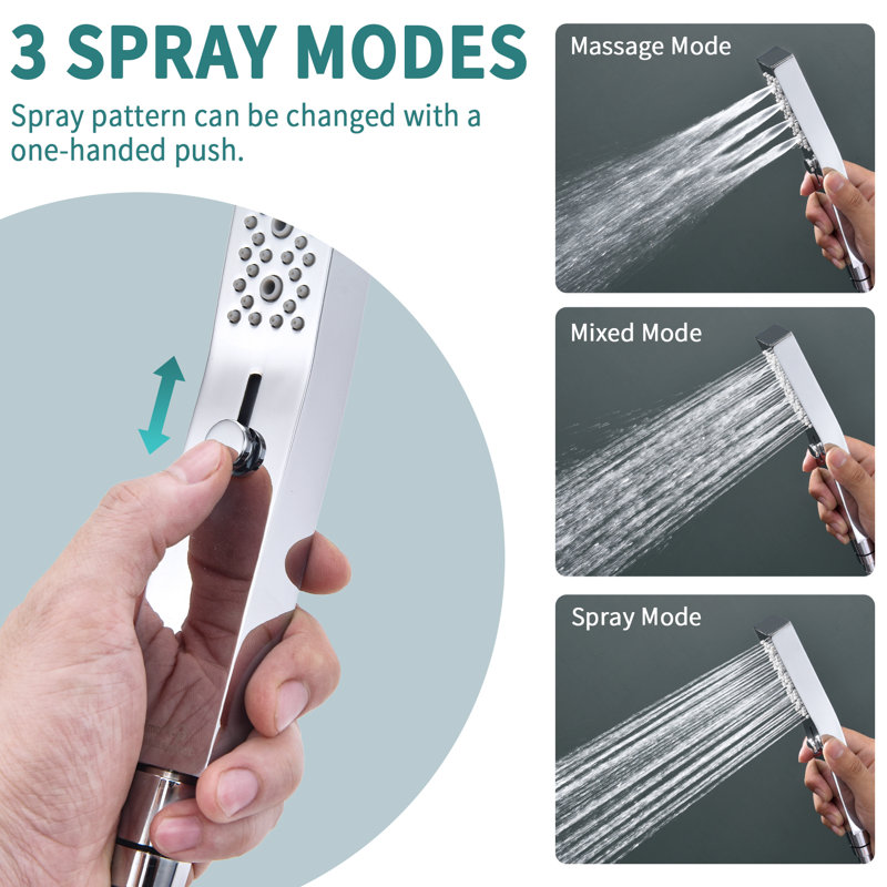 All-metal Dual Shower Head with Massage Mode Equipped, Chrome, 16"