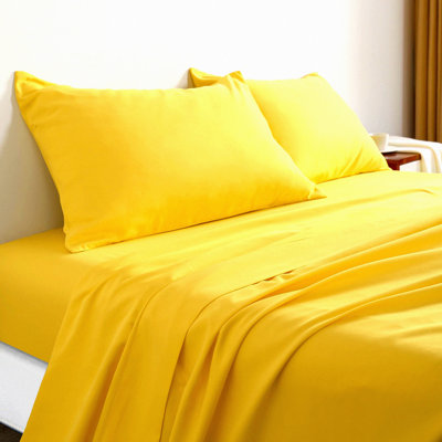 Yellow Bliss 1800 Twin XL Microfiber Bed Sheet Set - Super Soft & Cozy, Wrinkle, Fade, Stain Resistant - 3 Piece Set (1 Flat Sheet, 1 Fitted Sheet, 1 Pillowcase) - Deep Pocket
