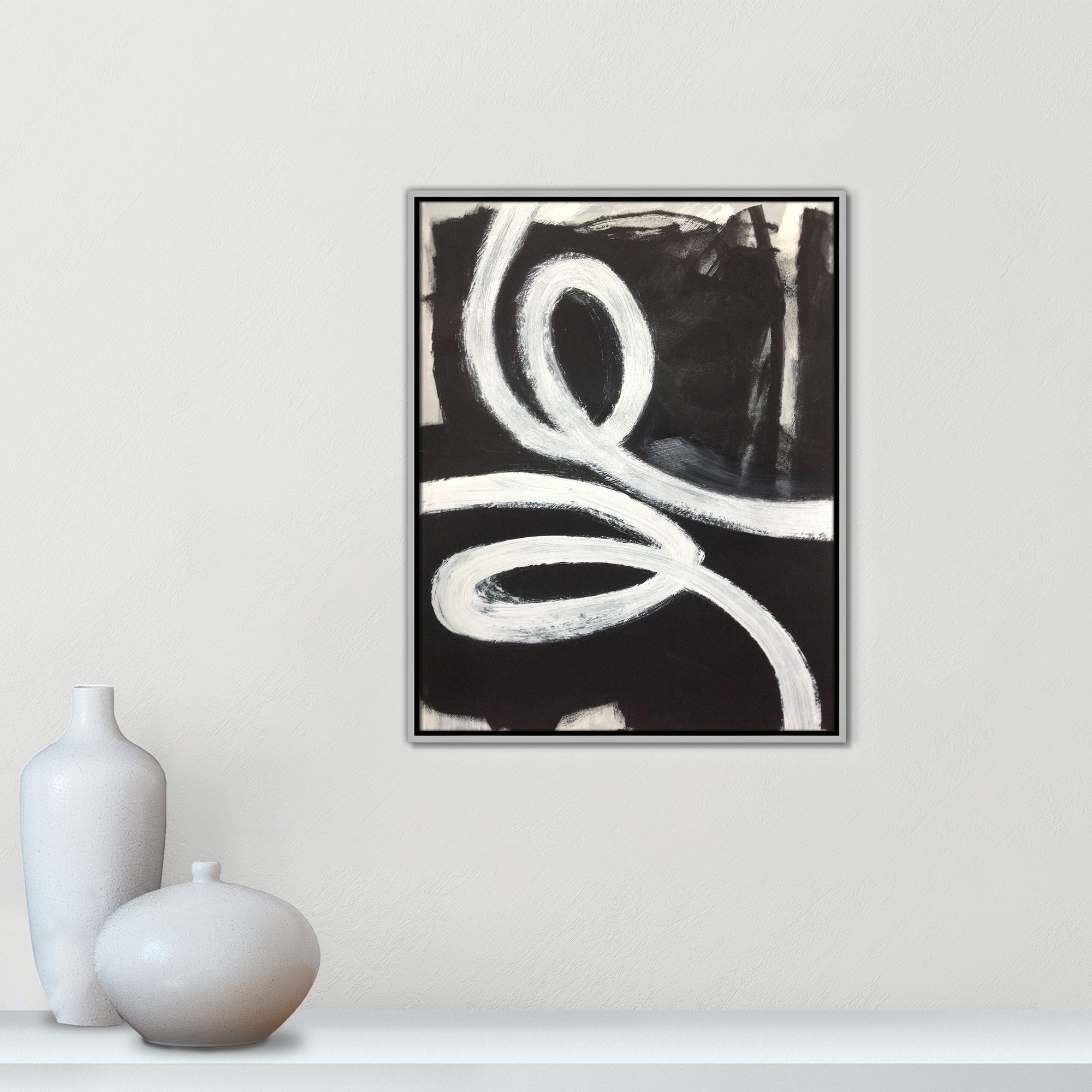 Ansonia Swirly Swirls I by , Silver Floater Framed, 29.5" H x 23.5" W x 2" D, No