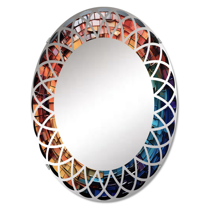 Miroir mural ovale « Mosaïque de vinyles colorés II », 30 po x 20 po
