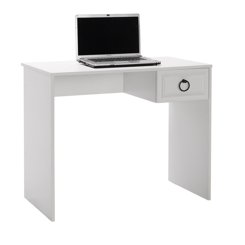 Bureau d'étude moderne avec nombreuses tablettes, blanc | 100% panneau de particules enduit de mélamine, épaisseur: 0,6 pouce | Design élégant parfait pour les bureaux à domicile et les espaces d'étude, élégant et fonctionnel
