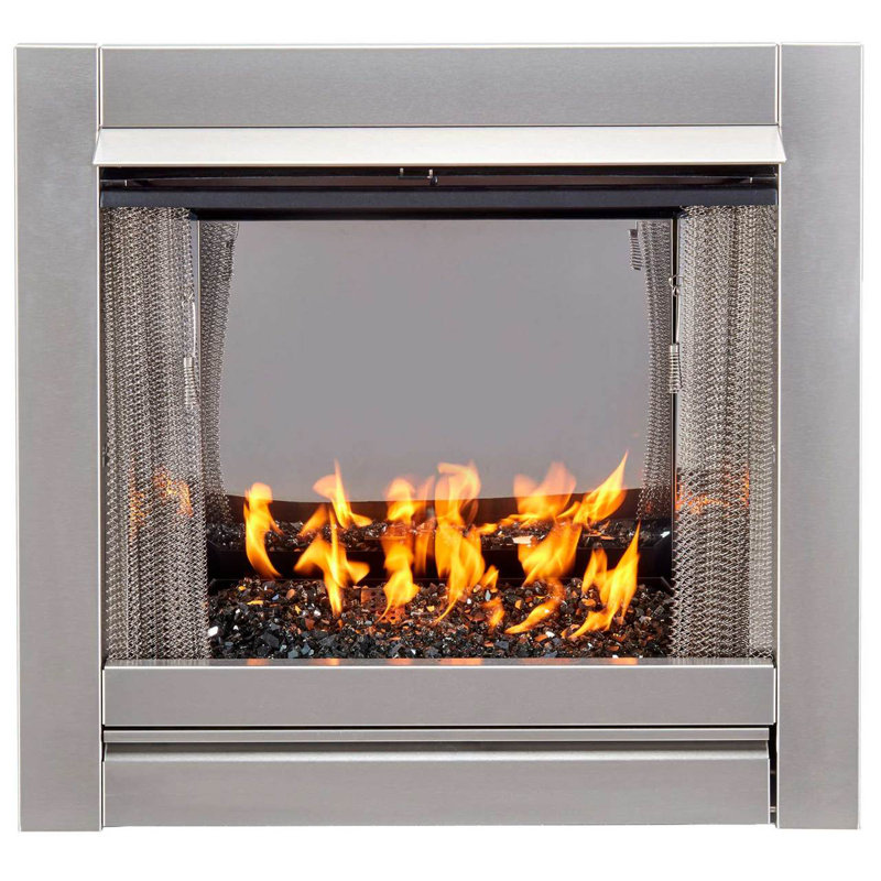 Square Stainless Steel Natural Gas Smokeless Outdoor Fireplace, Black
