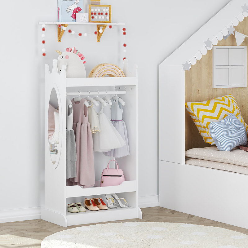 Geovany 14.96'' Wide Kids Armoire with Mirror, White