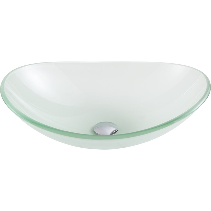 Forza Frosted Glass Oval Bathroom Sink with Brushed Nickel Faucet