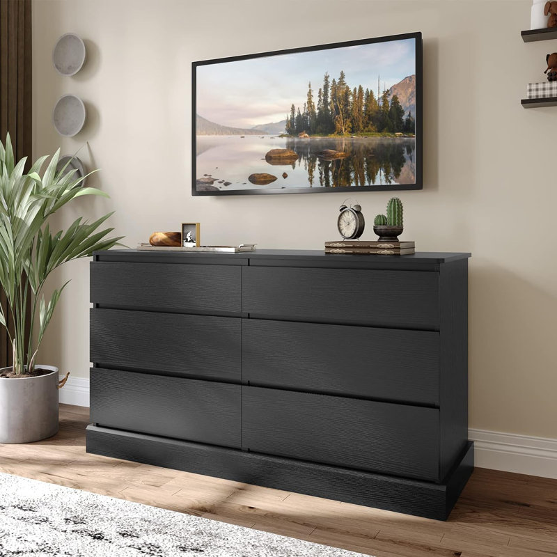 Airess 15.7'' W 6 - Drawer Dresser, Black