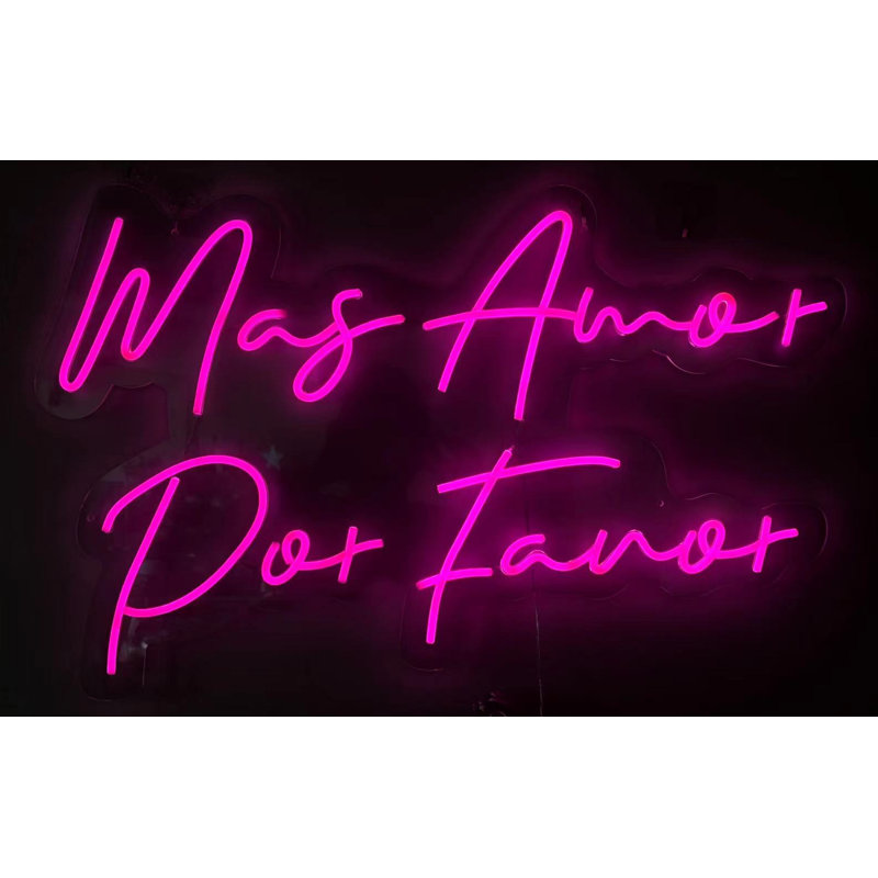 Enseigne lumineuse néon sur acrylique Mas Amor Por Favor - 30 po x 19 po