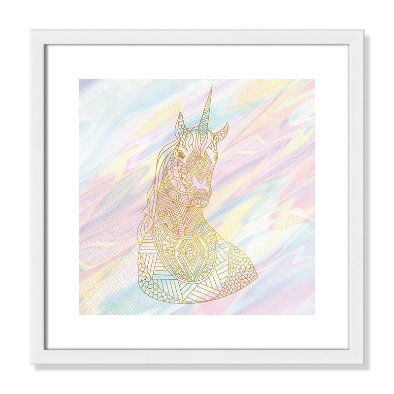 Unicorn Dreaming 1, art encadré, H 17 po x l 17 po x P 1,19 po, Encadré de boîte blanc