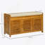 Banc à chaussures avec armoires de rangement, banc d'entrée en bambou avec coussin de siège, 3 portes et compartiment caché pour le couloir, brun