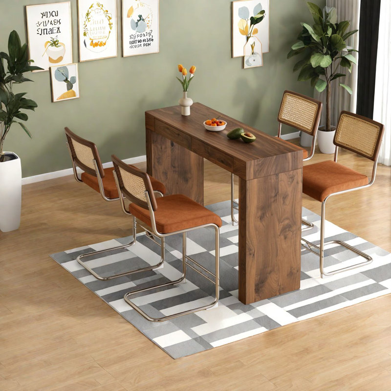 Modern Velvet And Walnut Dining Table Sets With Storage For Restaurants