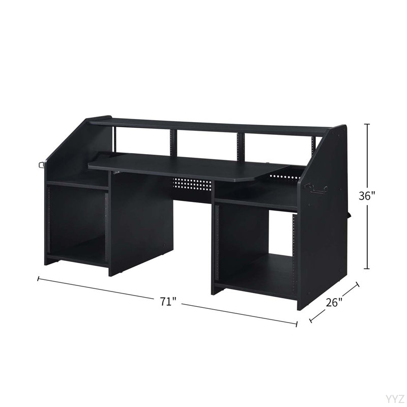 Bureau de musique rectangulaire avec 2 compartiments ouverts, Noir