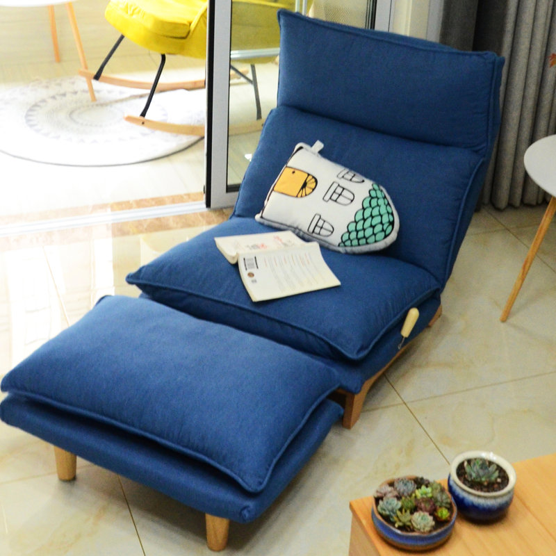 Chaise réglable pour les loisirs - Métal bleu foncé avec revêtement en tissu doux bleu pliable, rembourrage confortable