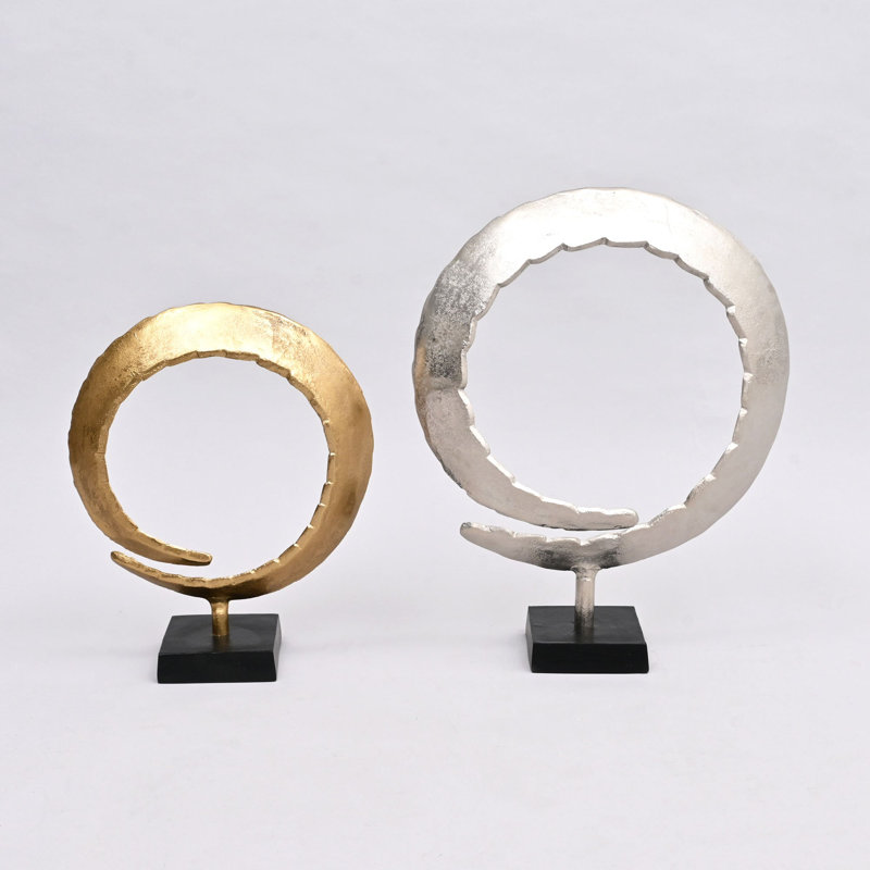 Dual Harmony Rings Sculpture – Set of 2 Modern Aluminum Art Pieces
