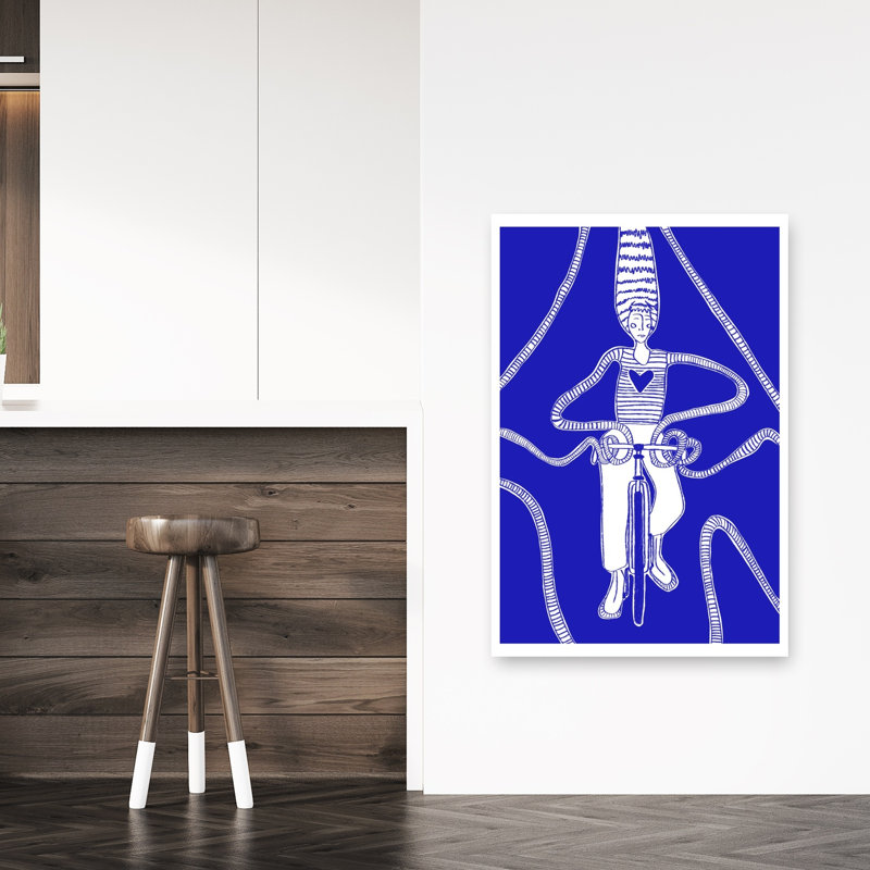 «Dreamy Blue Bike Ride Abstract Dreamy», reproduction d'art mural, 48" H x 32" W