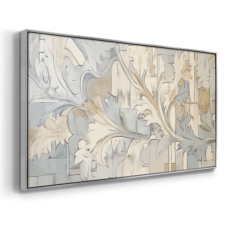 Série abstraite - XXVI - Toile tendue avec châssis encadré - Prêt à être accroché, H 17 po x l 33 po, Argent argent