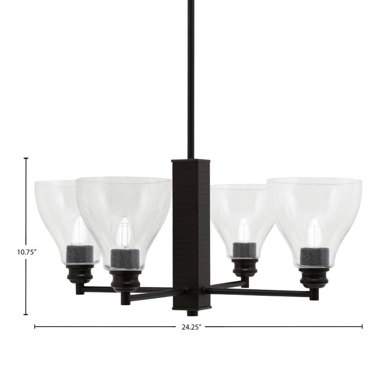 Lustre 4 lumières Edge avec verre à bulles transparent 6,25 po, Espresso