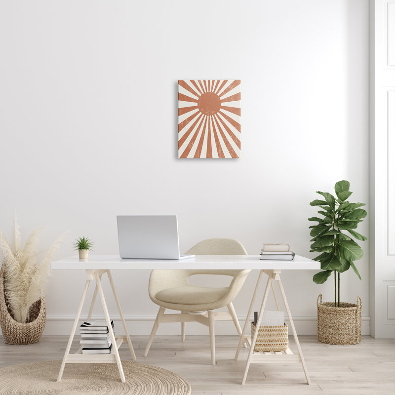 «Vintage Rayed Sun Rays Beaming Weathered Design» par Daphne Polselli, impression sur toile tendue, Toile tendue